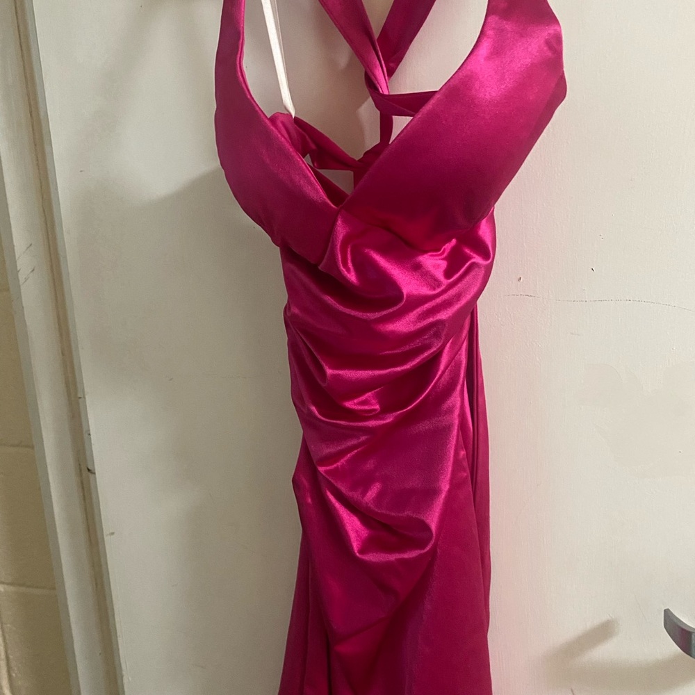Elegant Pink Halter Dress